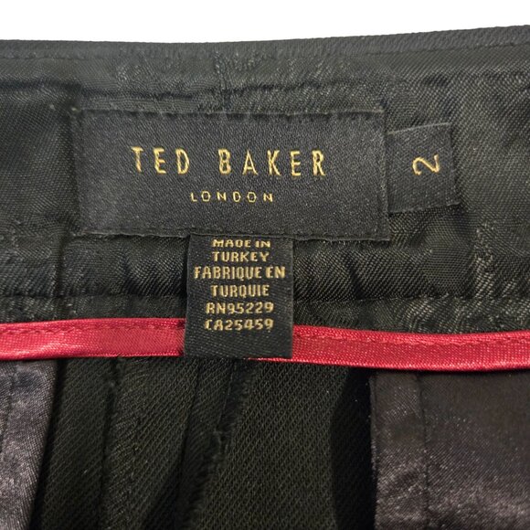Ted Baker Popieyt Slim Tapered Pleated Pants, Baker Size 2, US 6 Black, Like New - Picture 9 of 15